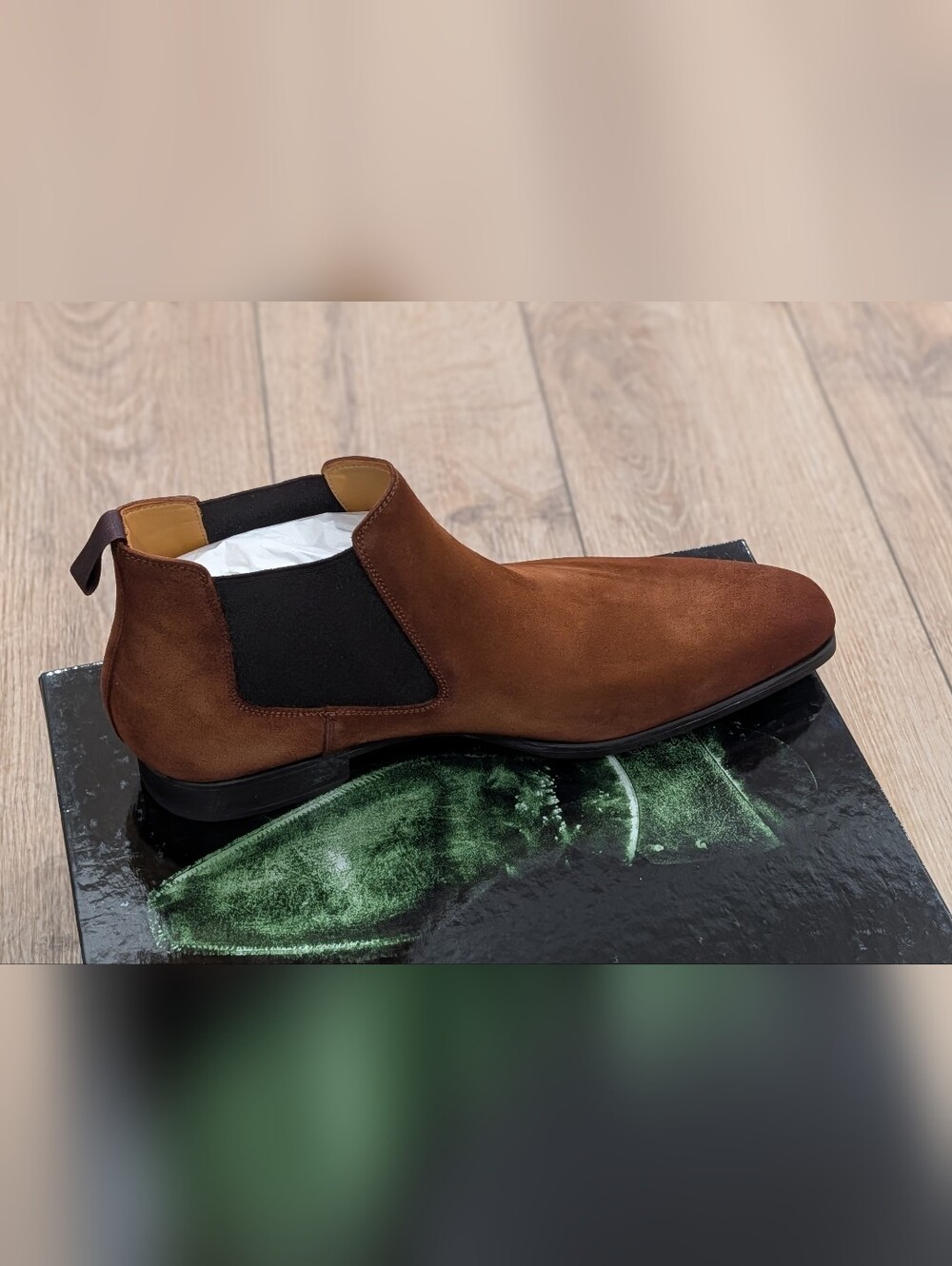 $495 Mens Magnanni "Shaw" Suede Chelsea Boots Cognac US 11 - Picture 3 of 8